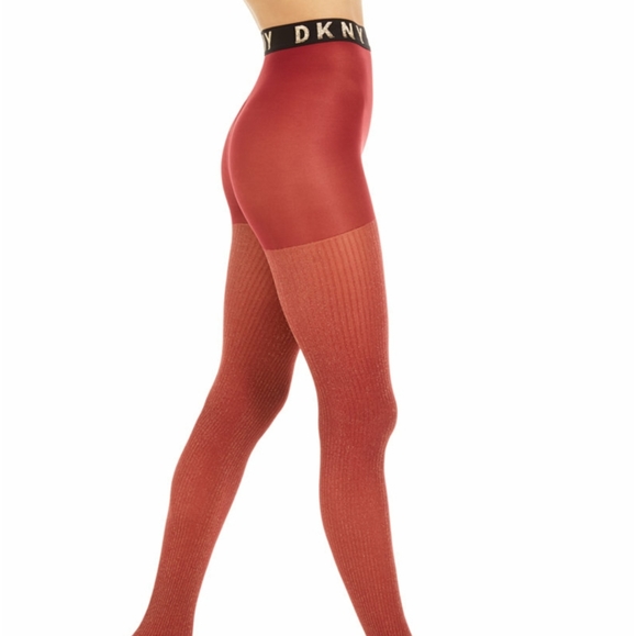 DKNY Women's Lurex® Ribbed Control-Top Tights - Picture 1 of 2